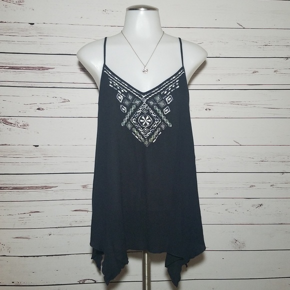 Hollister Tops - Hollister boho embroidered criss cross strap top